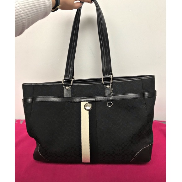 COACH Voyage Signature Zipup Tote/Diaper Bag Black - Picture 2 of 16